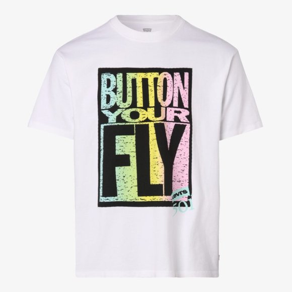 Levis 501 Button Your Fly Graphic T-Shirt Shirt Vintage 90s Men's - Picture 3 of 4